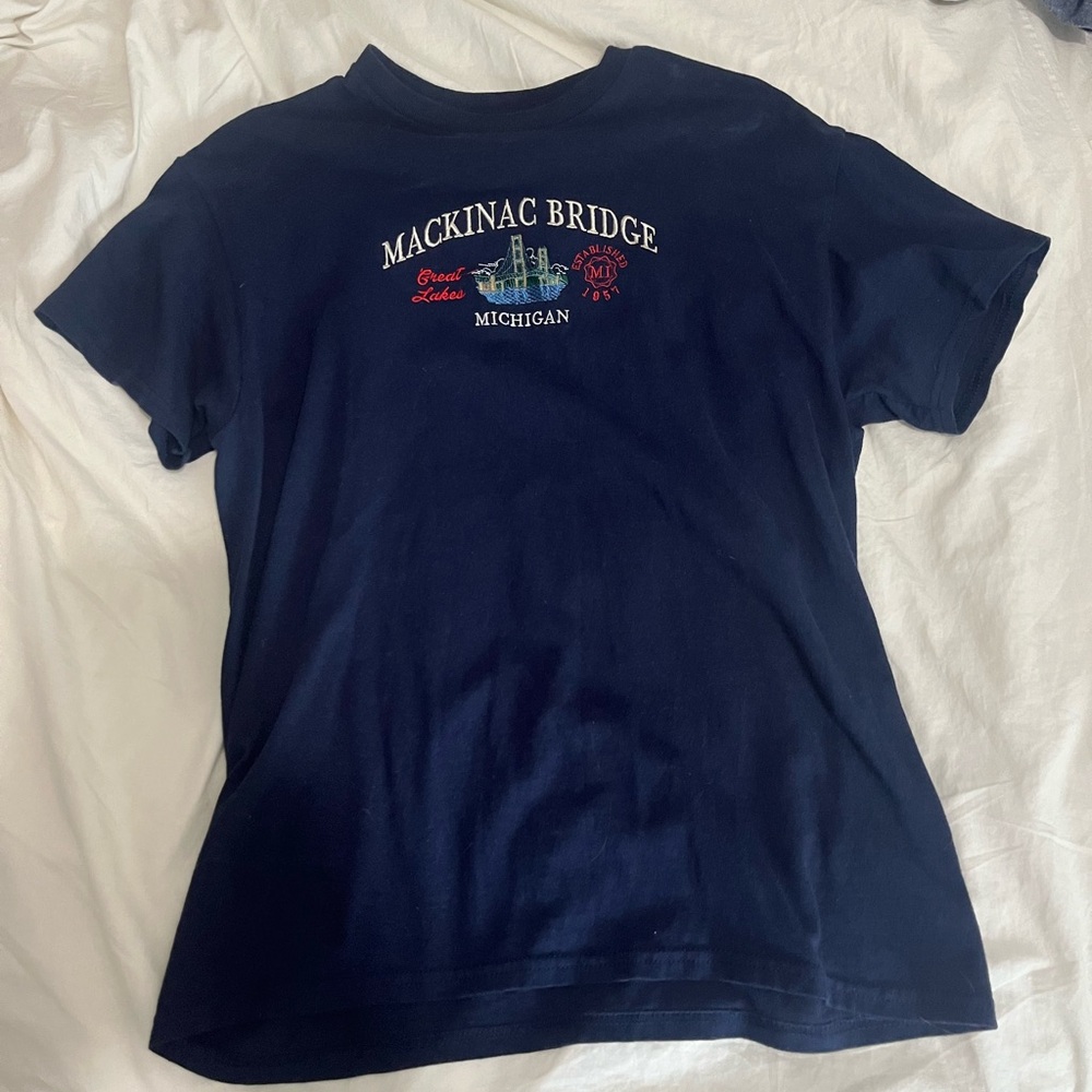 Navy Mackinac Bridge T-Shirt